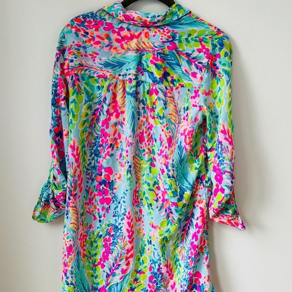 Lily Pulitzer Women’s Natalie Colorful Shirtdress Coverup XS Beach Pool Resort - Picture 3 of 8